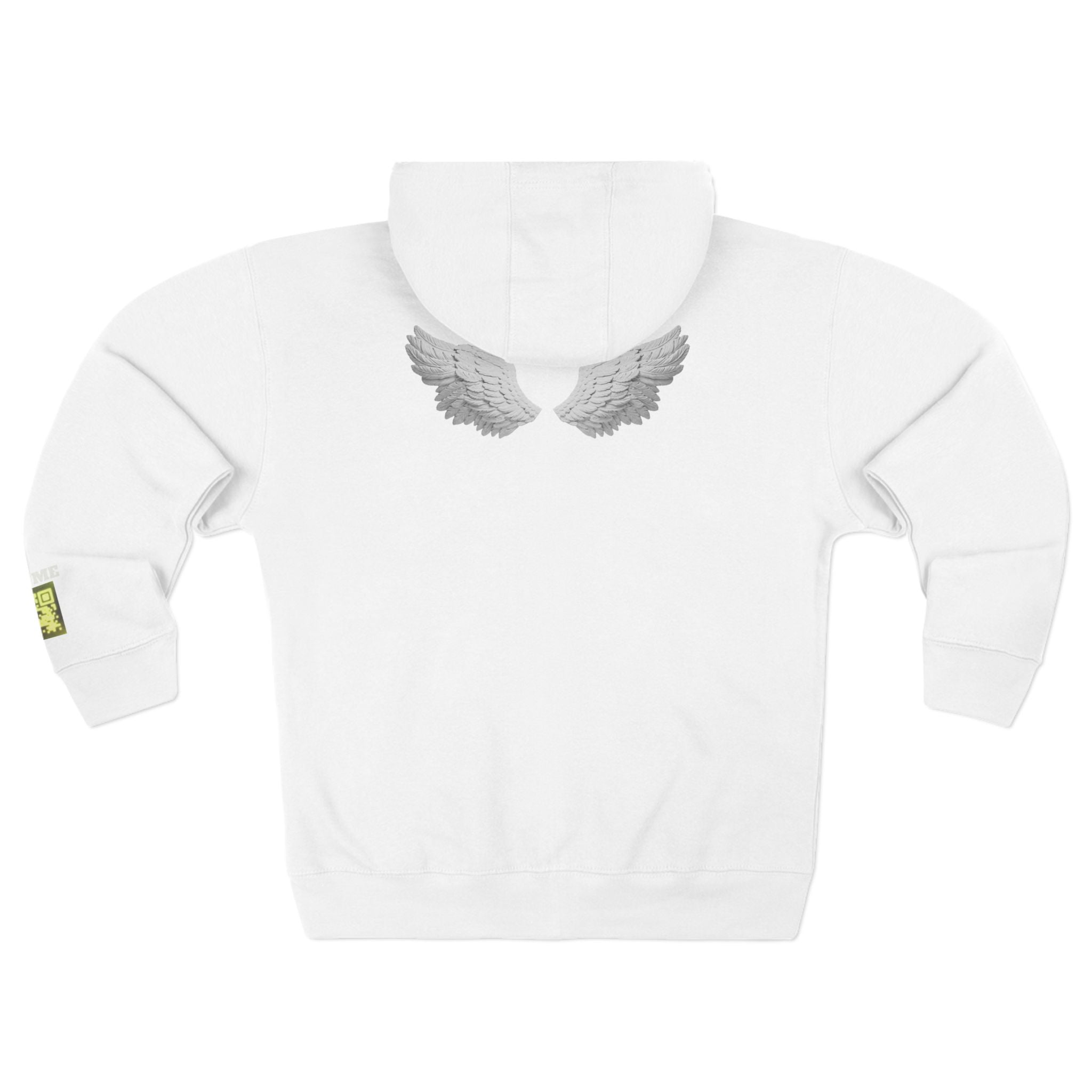 Open Your Wallet & Gimmie Your Money Zip Hoodie — Pink Heart Chest & Angel Wings Back Graphic