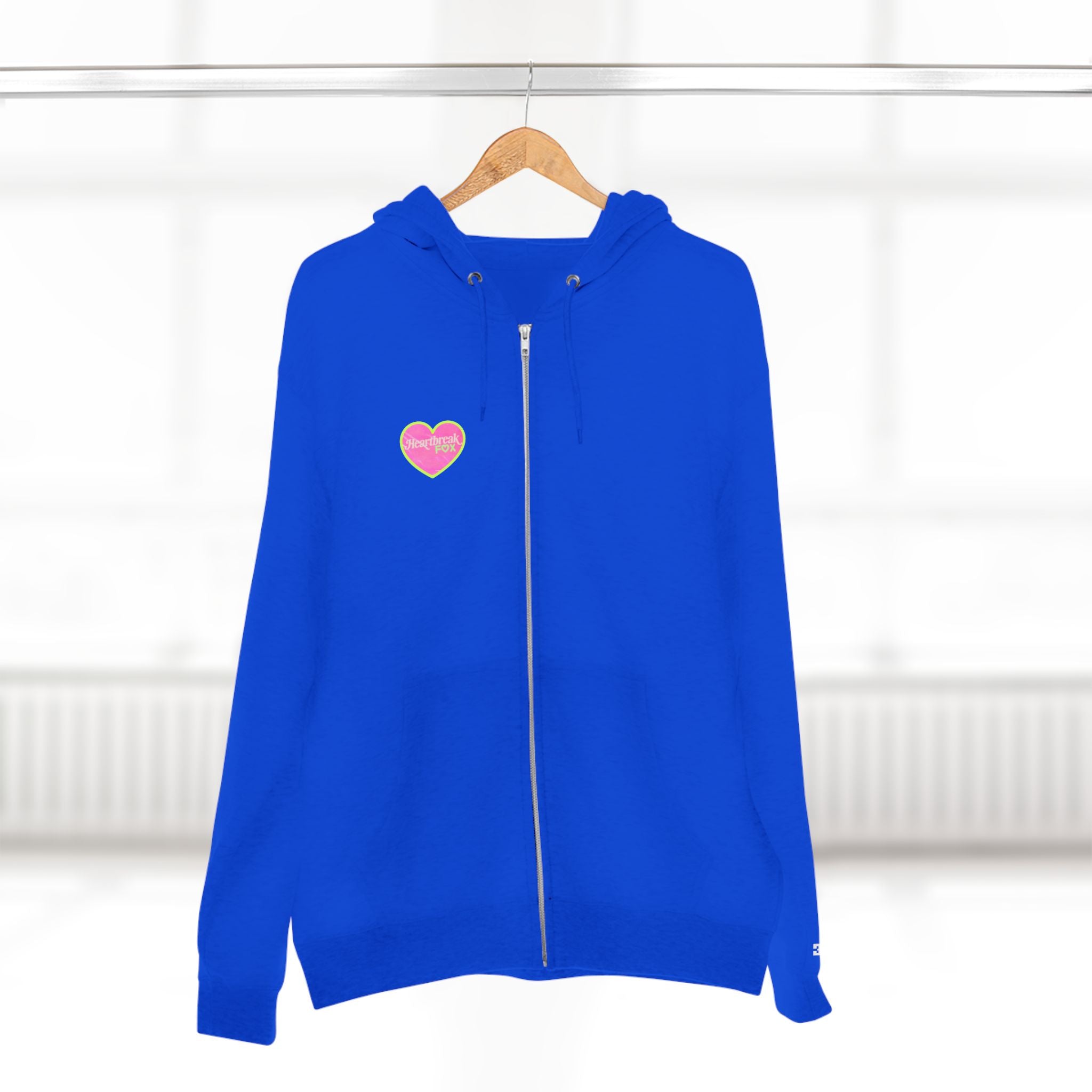Open Your Wallet & Gimmie Your Money Zip Hoodie — Pink Heart Chest & Angel Wings Back Graphic