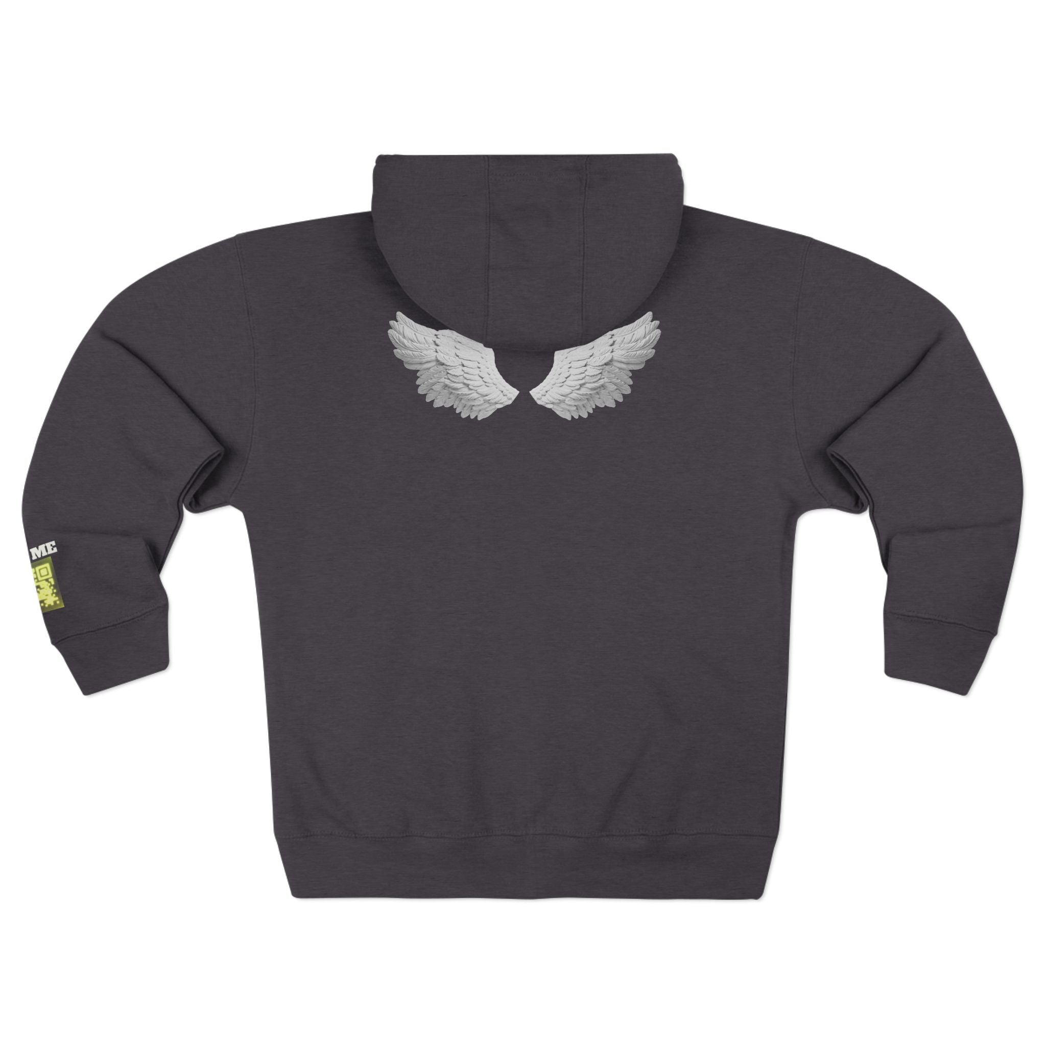Open Your Wallet & Gimmie Your Money Zip Hoodie — Pink Heart Chest & Angel Wings Back Graphic