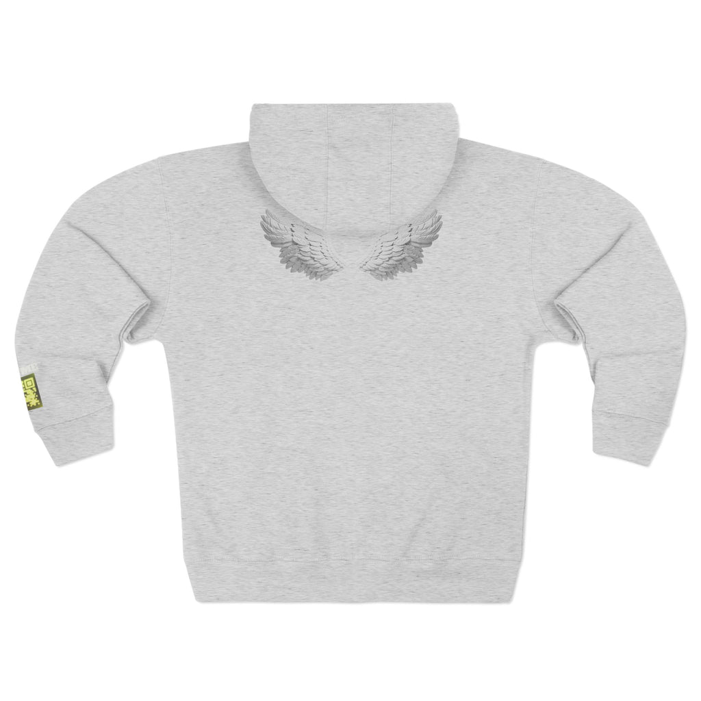 Open Your Wallet & Gimmie Your Money Zip Hoodie — Pink Heart Chest & Angel Wings Back Graphic