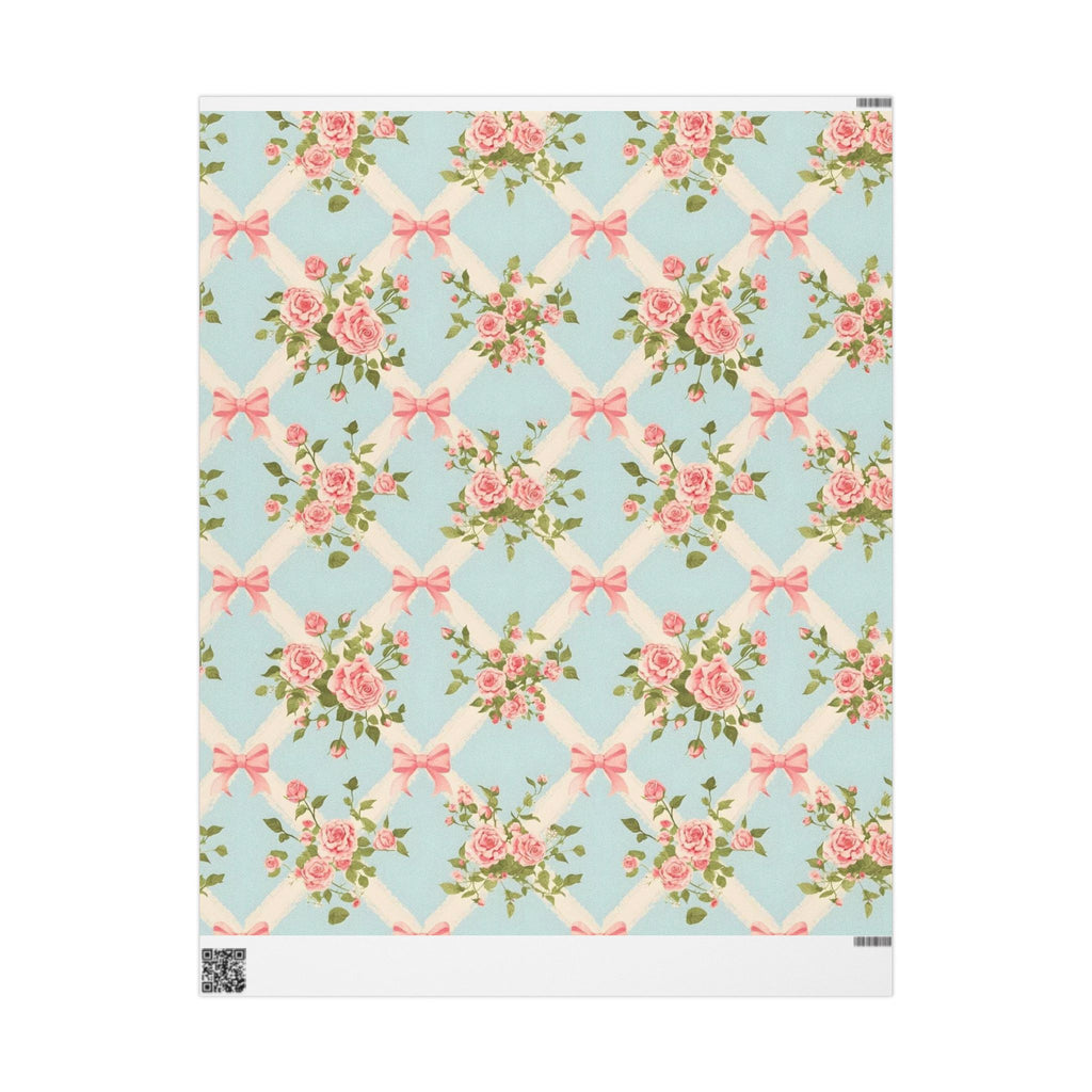 Vintage Rose Bow Wrapping Paper — Pastel Floral Gift Wrap