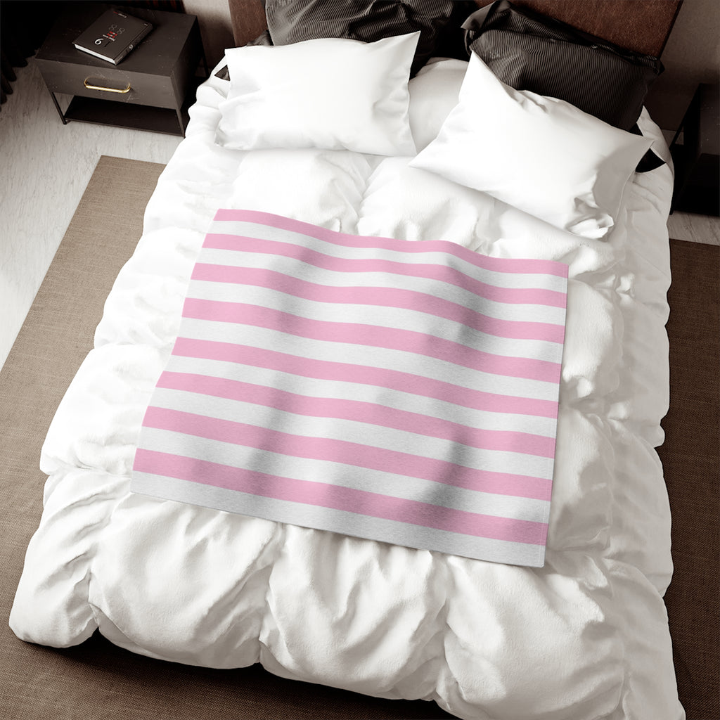 Striped Cozy Blanket — Pink & White Horizontal Stripe Sweatshirt Blanket