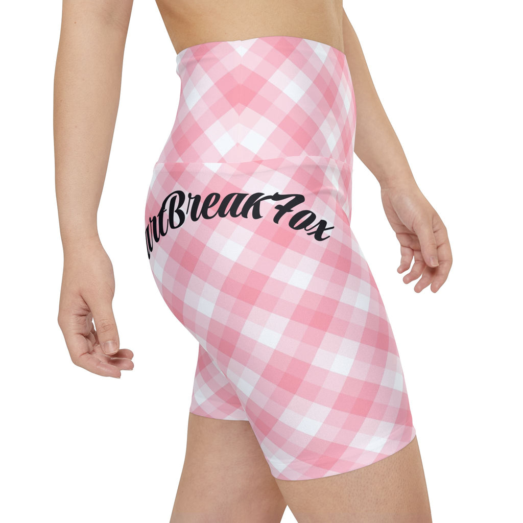 Heartbreaker Pink Plaid Women's Workout Shorts