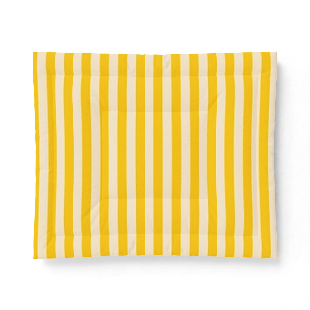 Yellow Stripe Cotton Comforter - Sunny Minimalist Bedspread