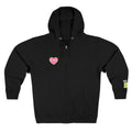 Open Your Wallet & Gimmie Your Money Zip Hoodie — Pink Heart Chest & Angel Wings Back Graphic