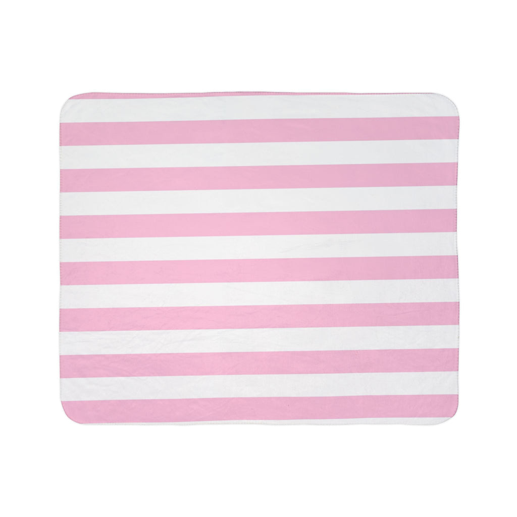 Pink Stripe Fleece Sherpa Blanket