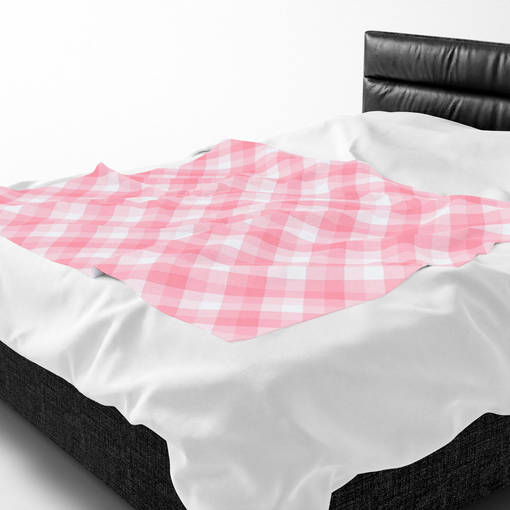 Pink Plaid Velveteen Plush Blanket