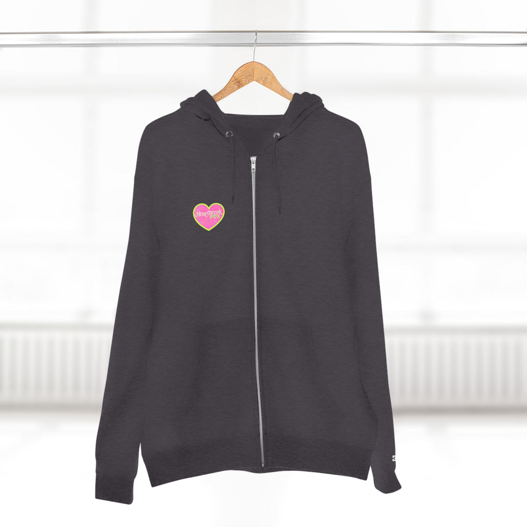 Open Your Wallet & Gimmie Your Money Zip Hoodie — Pink Heart Chest & Angel Wings Back Graphic