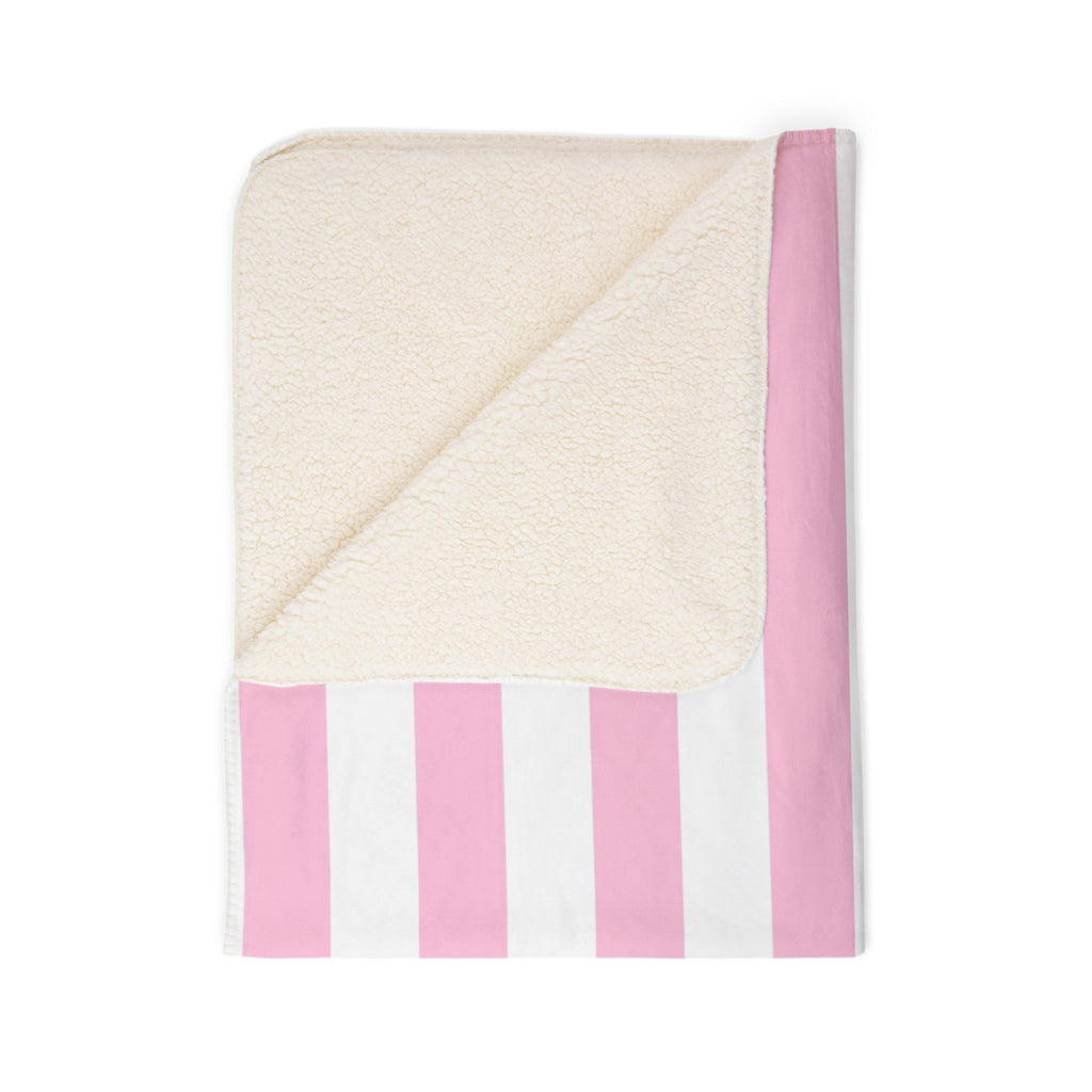 Pink Stripe Fleece Sherpa Blanket