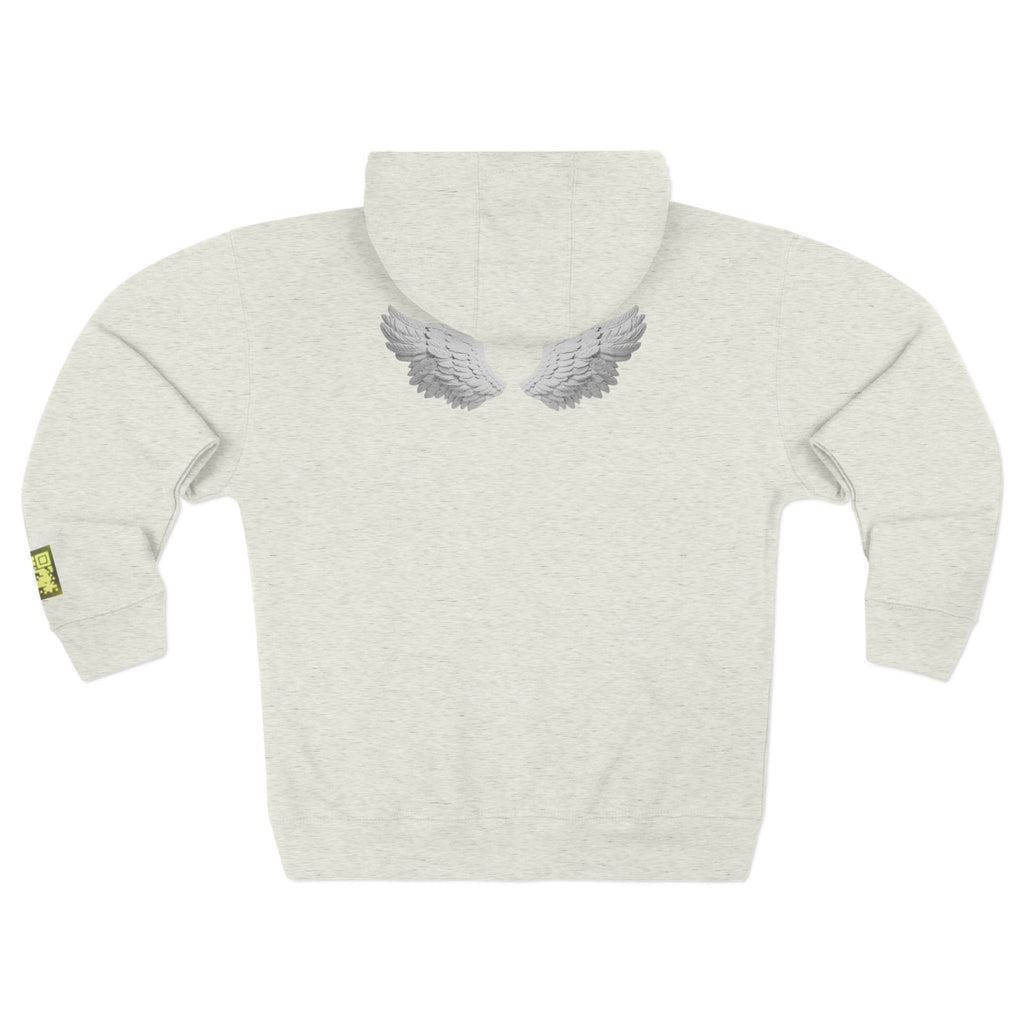 Open Your Wallet & Gimmie Your Money Zip Hoodie — Pink Heart Chest & Angel Wings Back Graphic