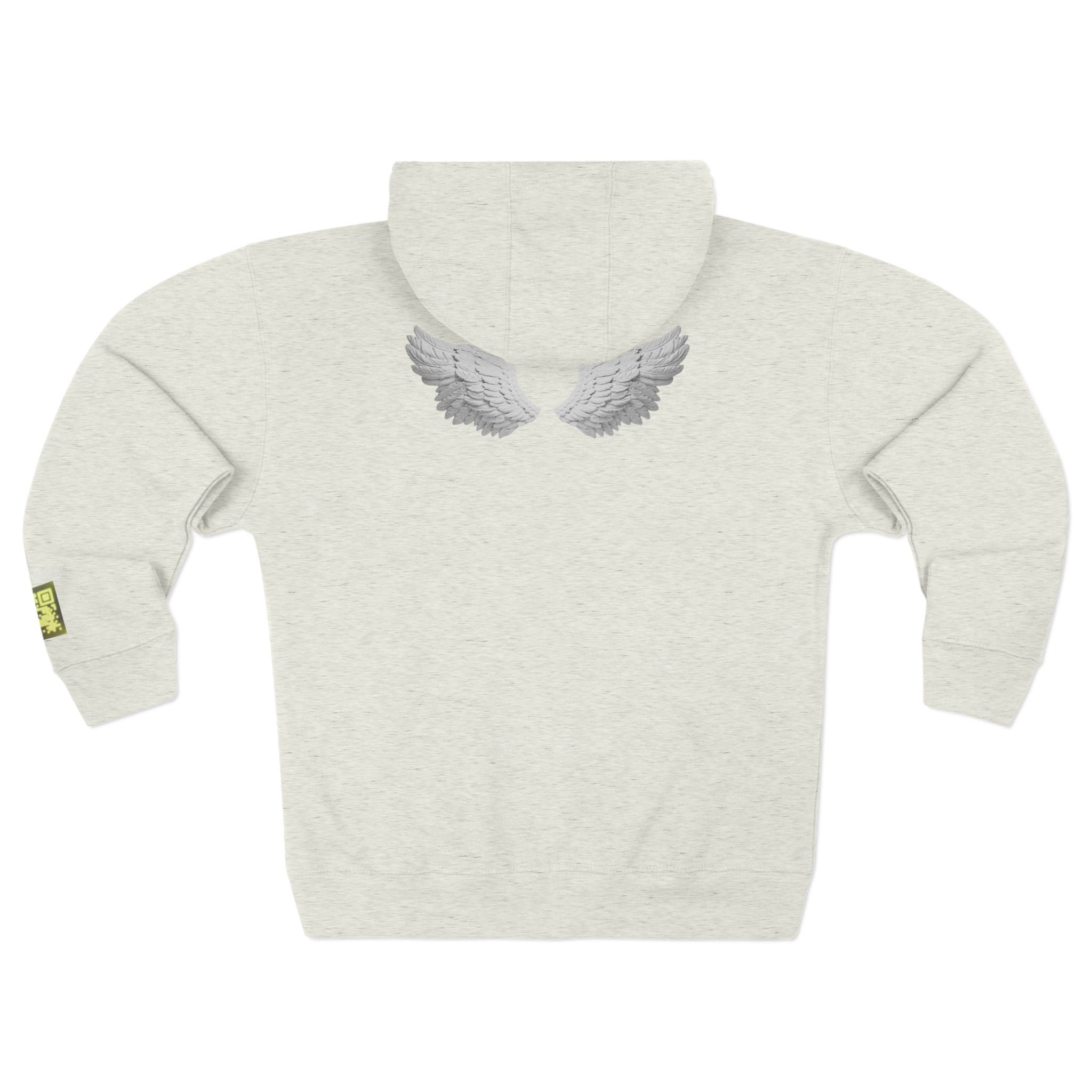 Open Your Wallet & Gimmie Your Money Zip Hoodie — Pink Heart Chest & Angel Wings Back Graphic