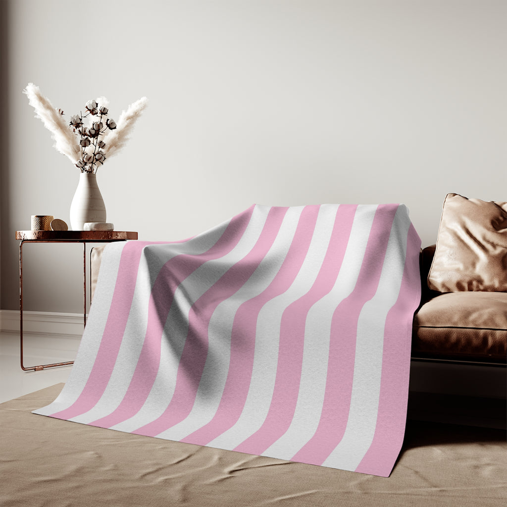 Striped Cozy Blanket — Pink & White Horizontal Stripe Sweatshirt Blanket