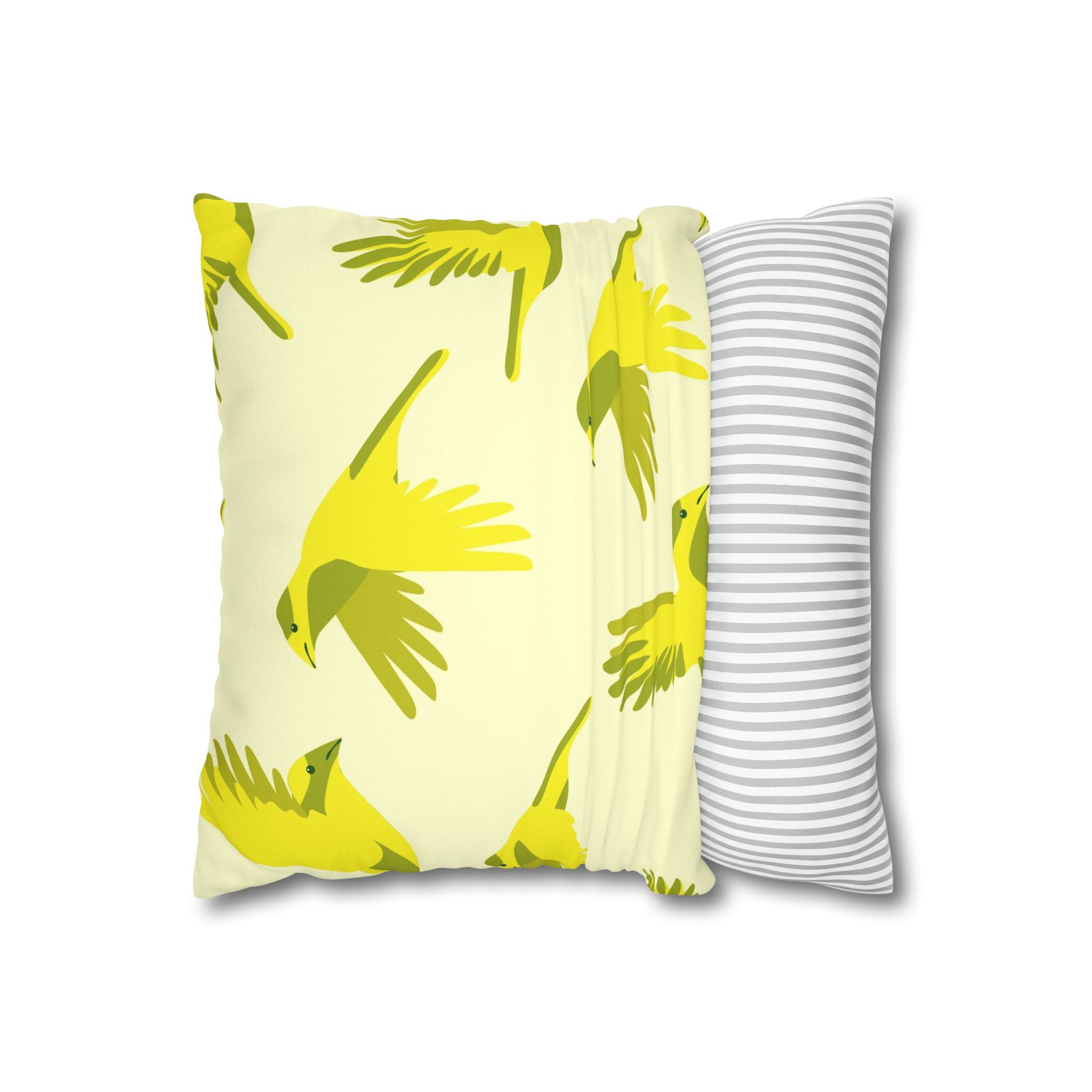 Yellow Bird Faux Suede Pillowcase