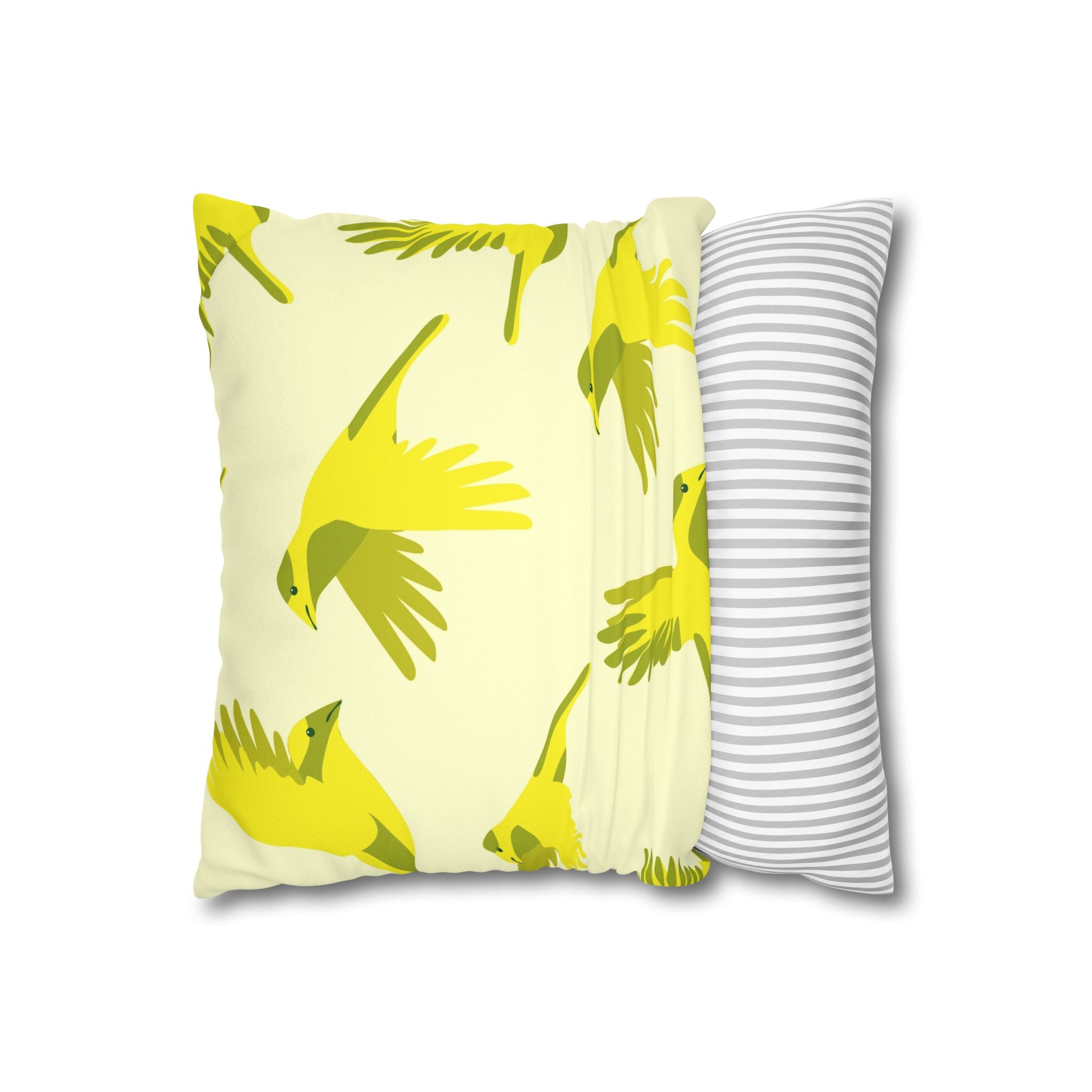 Yellow Bird Faux Suede Pillowcase