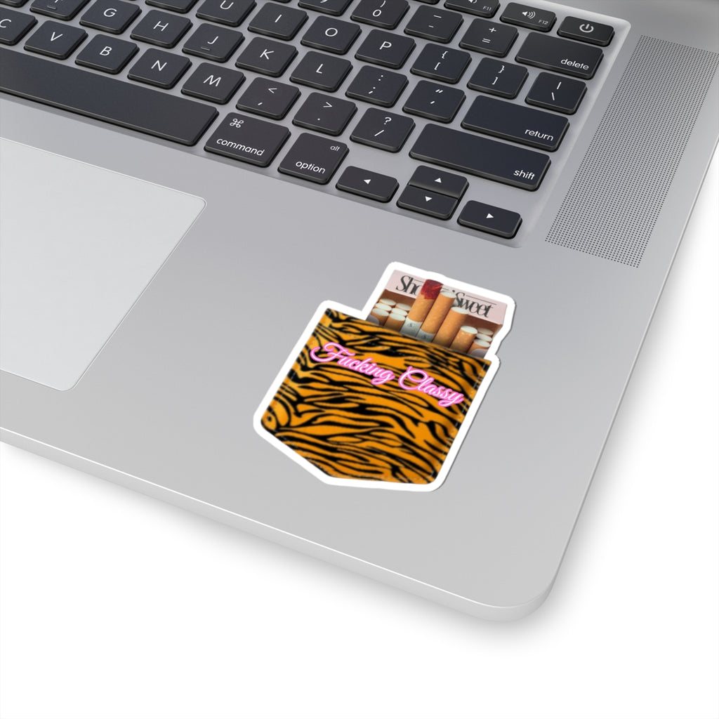 Kiss-Cut Stickers — 'F***ing Classy' Tiger Pocket Sticker (Cigarette Pack Design)