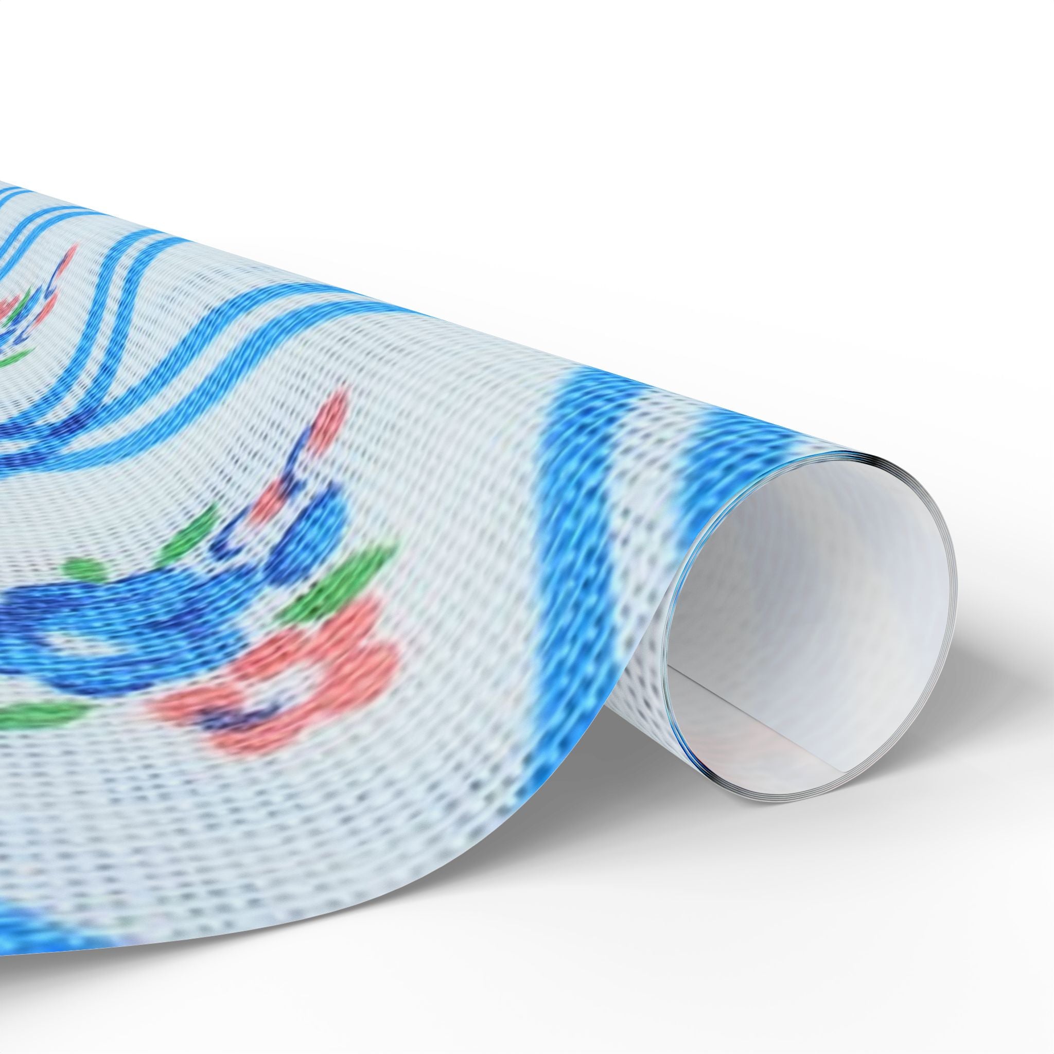 Floral Blue Plaid Wrapping Paper – Vintage Rose Gift Wrap Roll