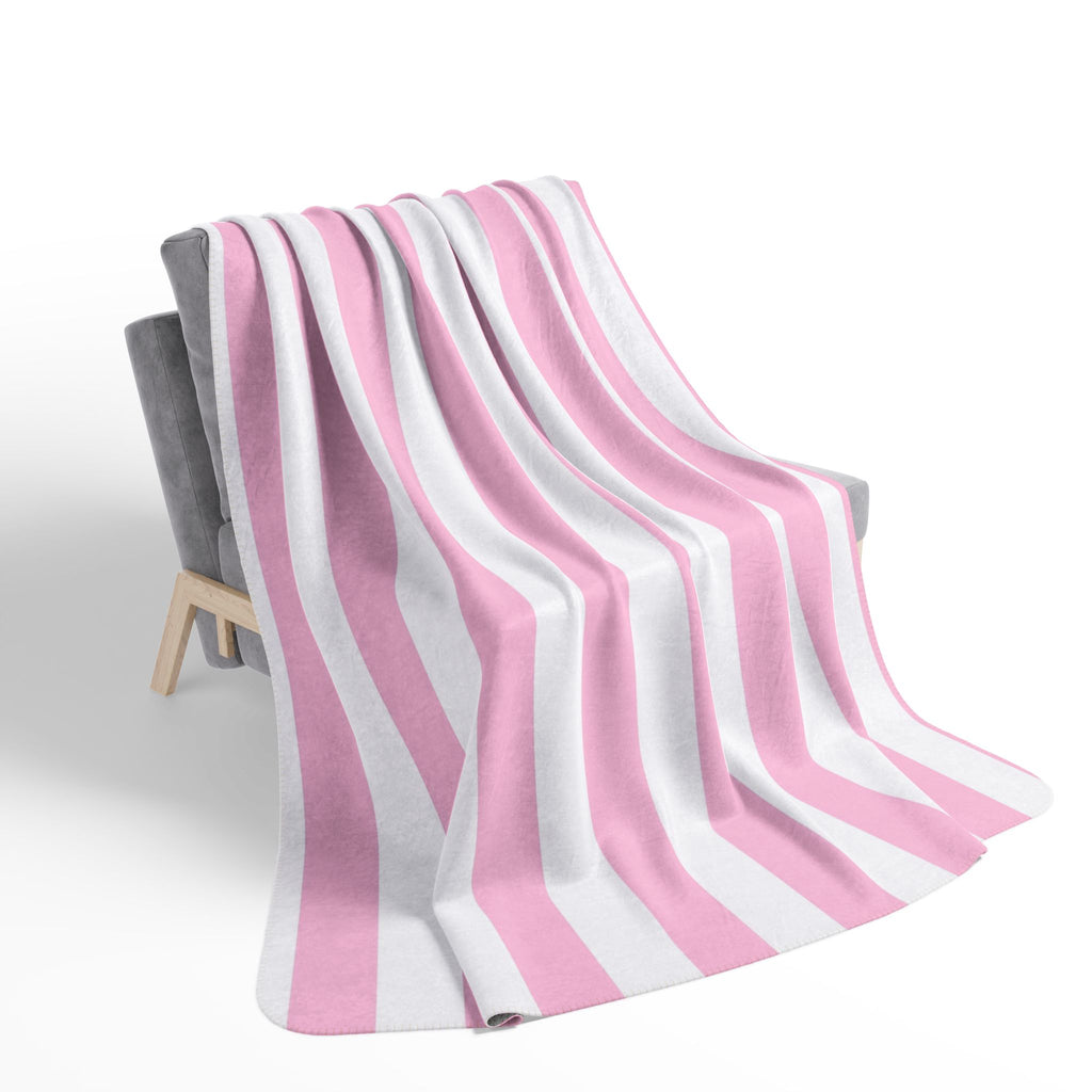 Pink Stripe Fleece Sherpa Blanket