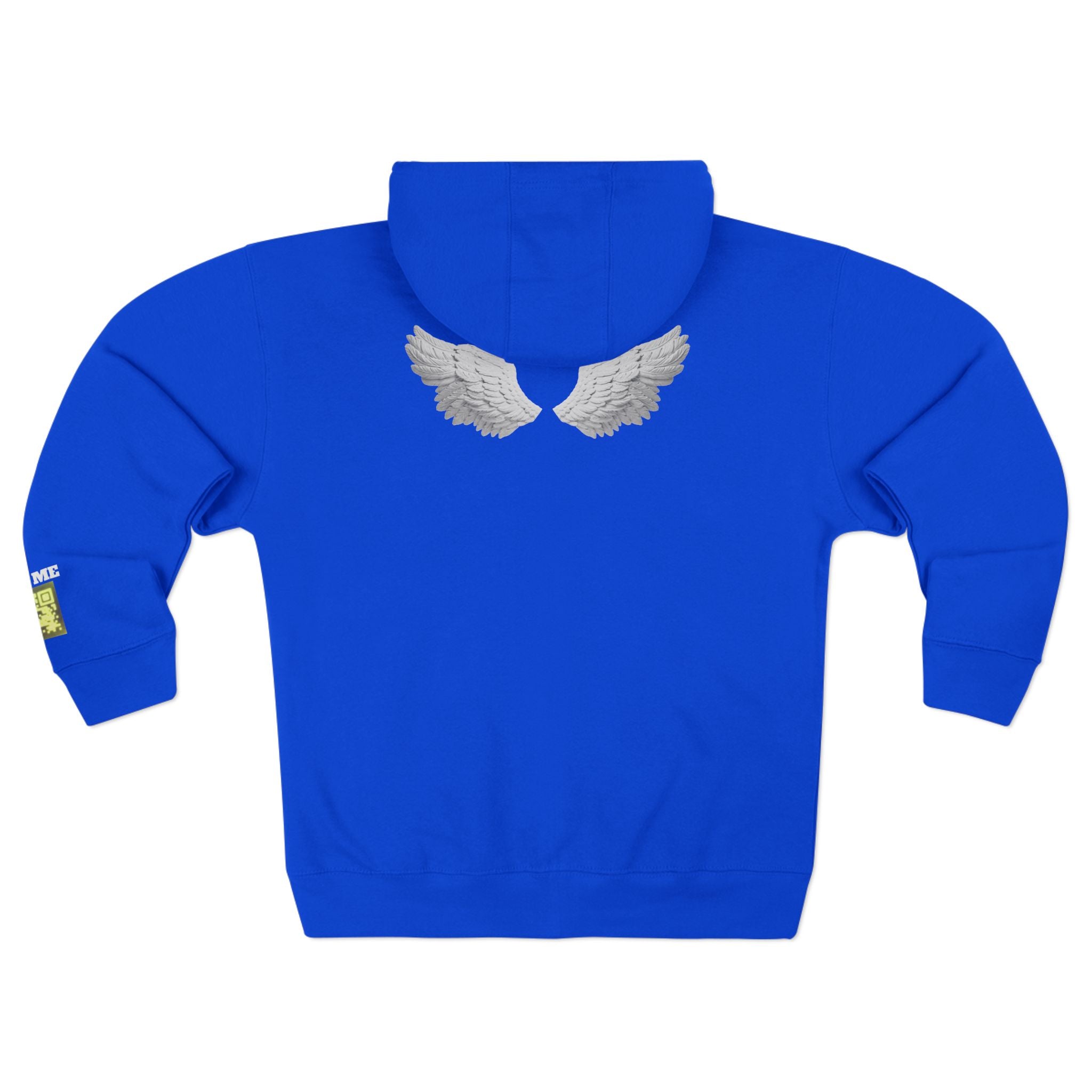 Open Your Wallet & Gimmie Your Money Zip Hoodie — Pink Heart Chest & Angel Wings Back Graphic