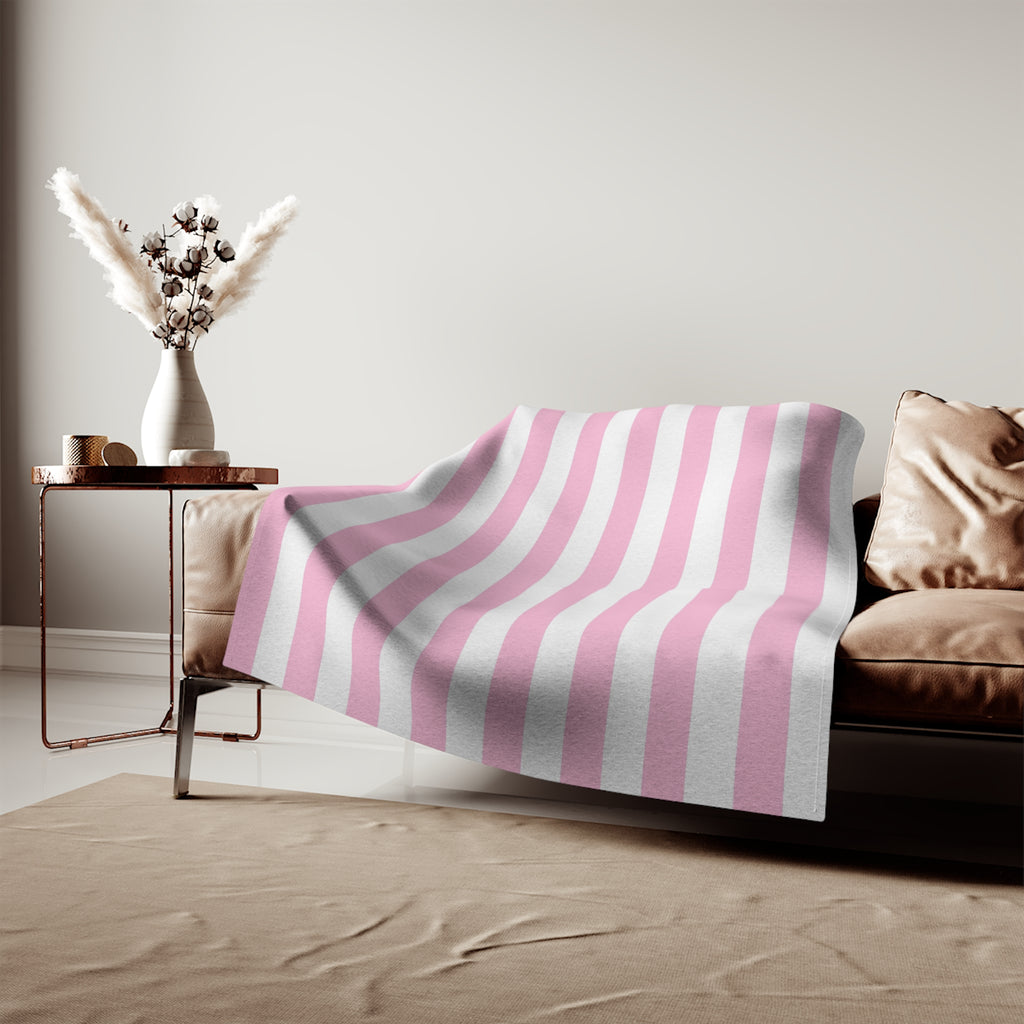 Striped Cozy Blanket — Pink & White Horizontal Stripe Sweatshirt Blanket