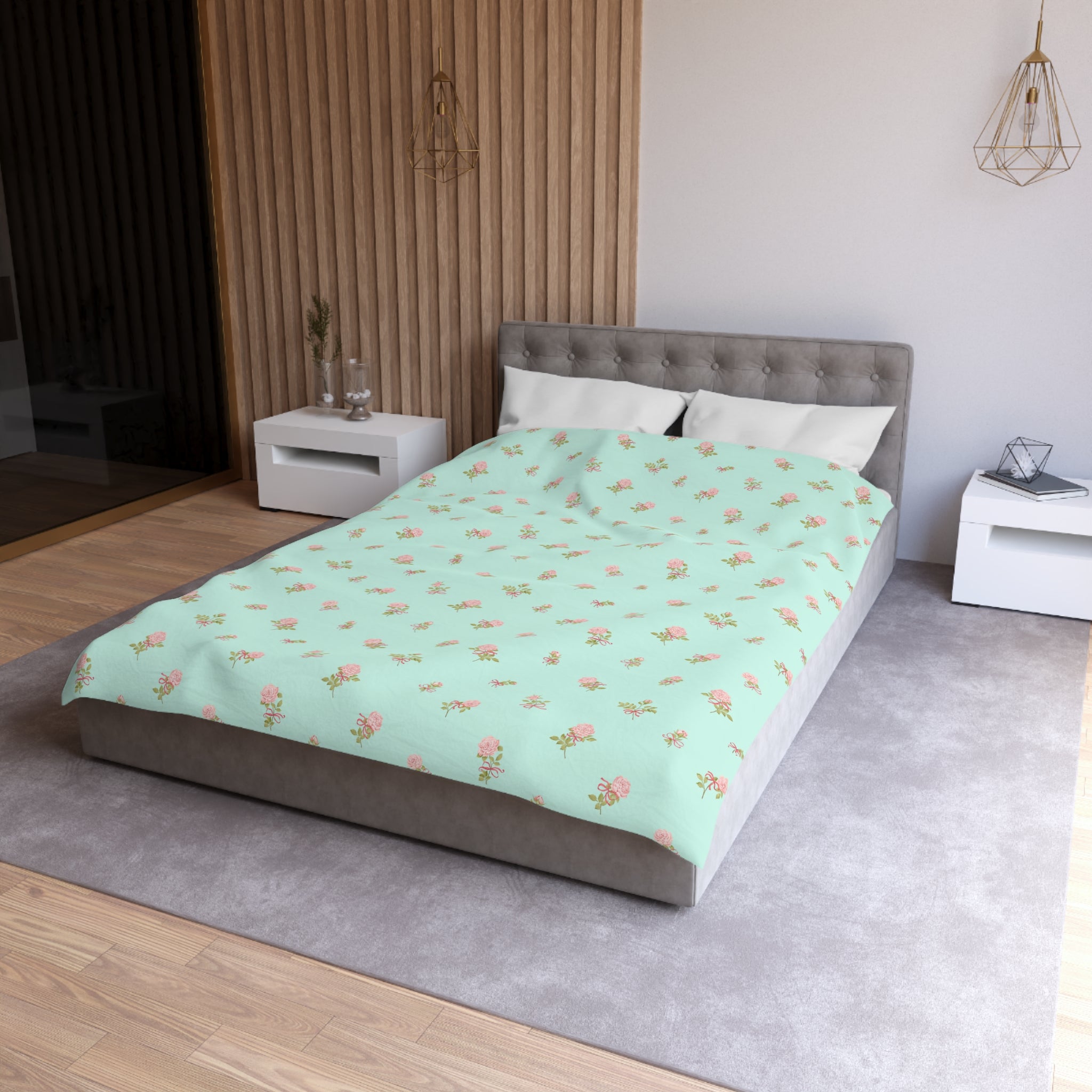 Floral Mint Duvet Cover