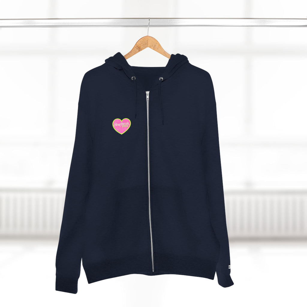 Open Your Wallet & Gimmie Your Money Zip Hoodie — Pink Heart Chest & Angel Wings Back Graphic