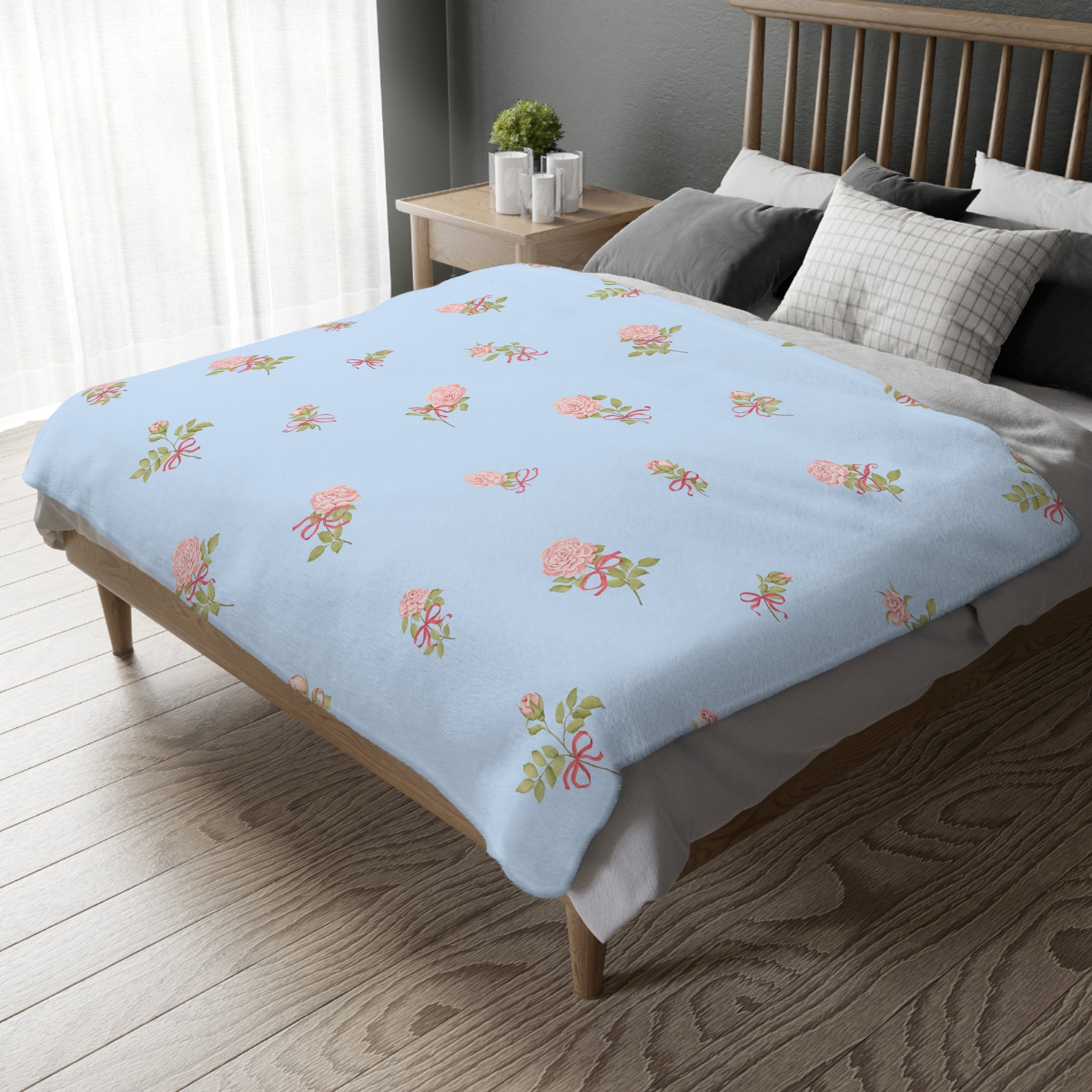 Floral Rose Toss Microfiber Blanket