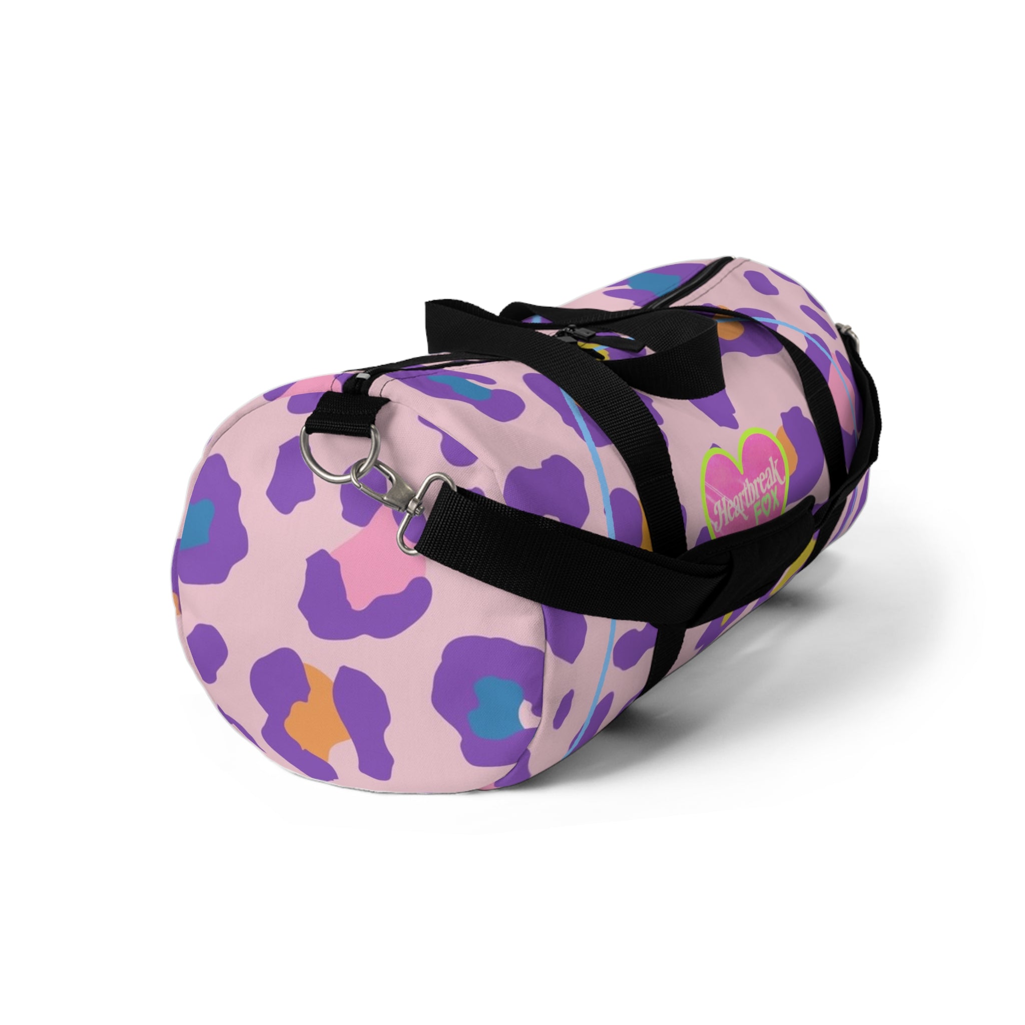 Pink Leopard Heart Duffel Bag — “Heartbreak Fox” Gym & Travel Bag