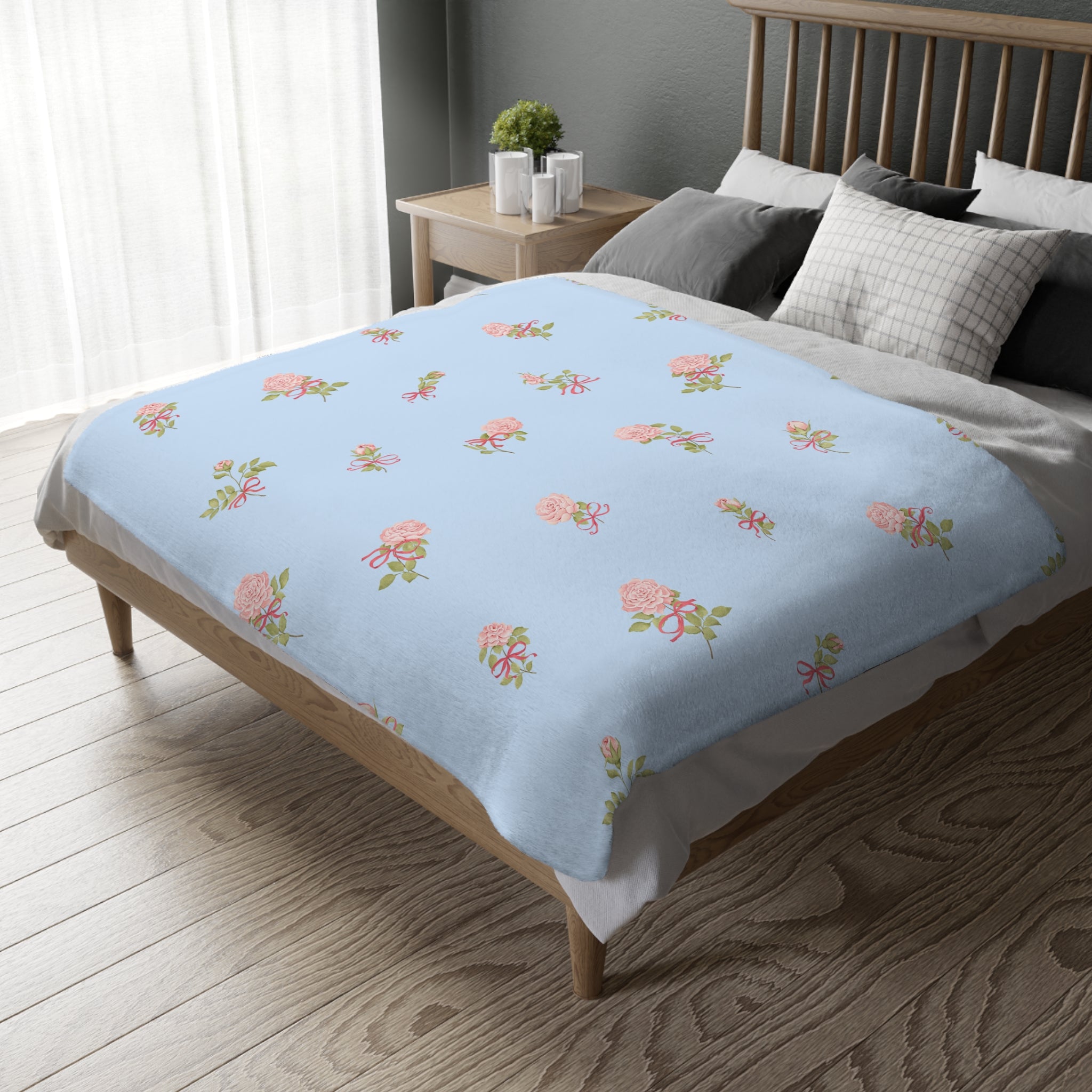 Floral Rose Toss Microfiber Blanket