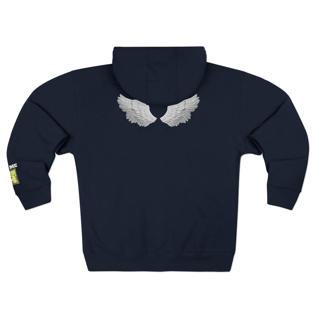 Open Your Wallet & Gimmie Your Money Zip Hoodie — Pink Heart Chest & Angel Wings Back Graphic